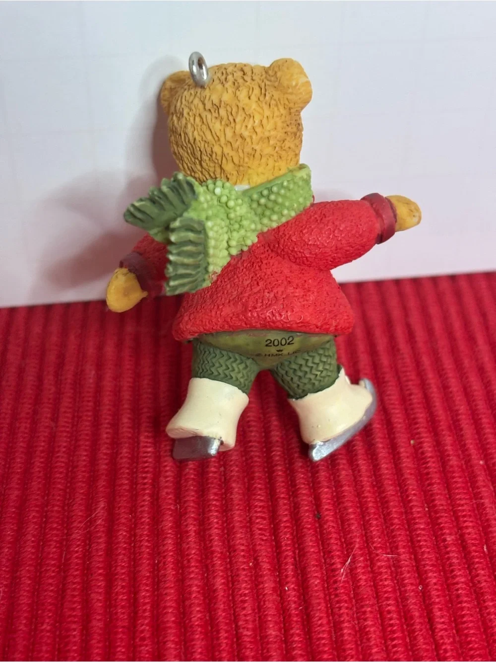 Hallmark Gracie Skates Bear Ornament - Red & Green